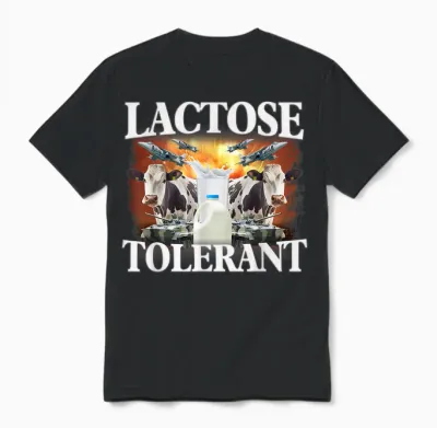 Funny Lactose Retro Pro-Dairy Apparel Unisex-Adults Black Cotton Blend T-Shirt Small Unisex T-Shirt - Black