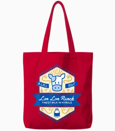 Zelda Lon Lon Ranch Finest Milk in Hyrule T-Shirt Small Tote Bags - Red