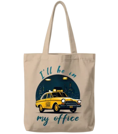Retro Yellow Taxi Tote Bags - Natural