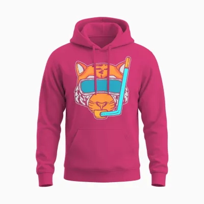 Tiger Snorkel Swimmer Gift Unisex Hoodie - Heliconia