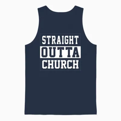 Straight Outta Church Unisex Tank Top - Navy