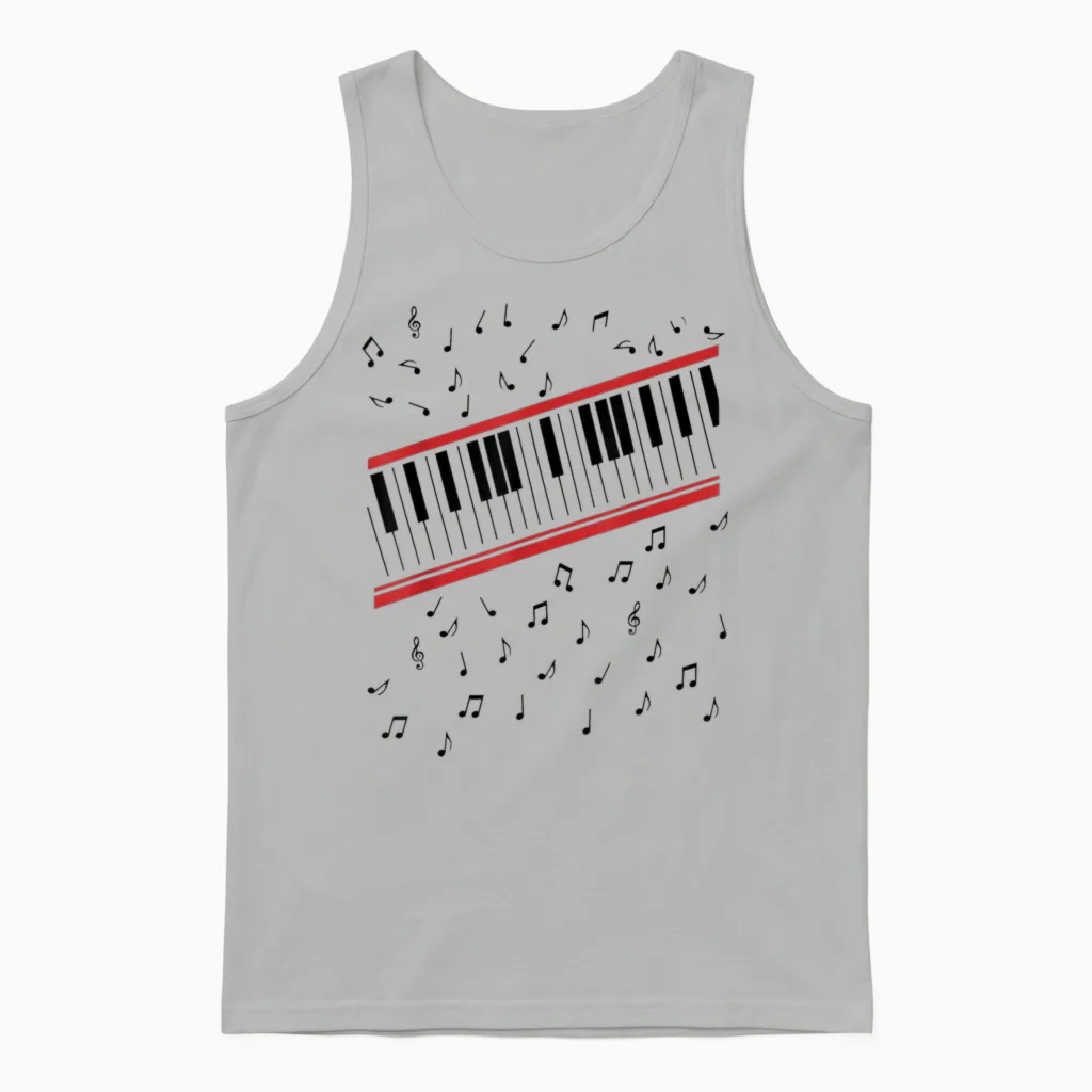 Beat It Key Piano Graphic Music Retro Unisex Tank Top in Ash