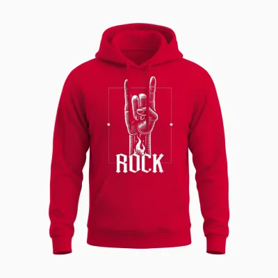 Rock Horns, Rock and Metal Fans, Men, Women and Kids Rock Star Unisex Hoodie - Red