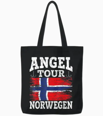 Angel Tour Norwegen Angelteam Angeltour Norwegen Flagge Angeln Tote Bags - Black