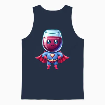 Super Wine Glass Cute Superhero Superhero Unisex Tank Top - Navy