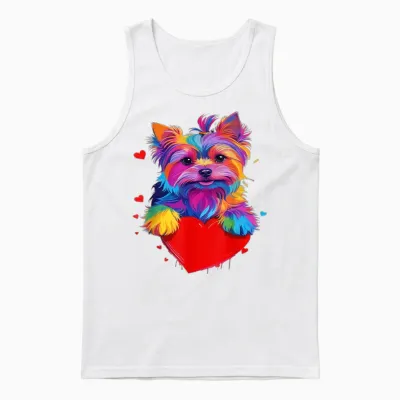 Yorkshire-Terrier-Shirt - Buntes Yorkshire-Terrier-Herz Unisex Tank Top - White