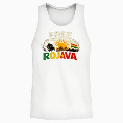 Free Rojava Kurdistan Unisex Tank Top - White