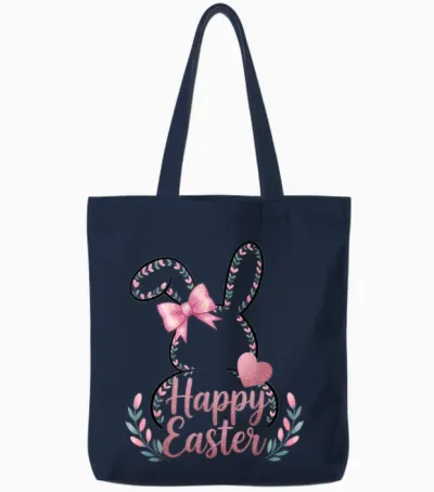 œufs De Lapin Happy Easter Day Cute Happy Easter Bunny Tote Bags - Navy