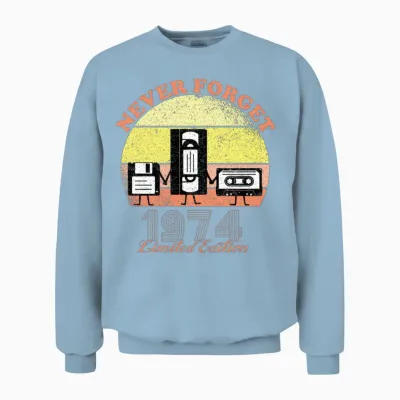 Never Forget 1974 Birthday - Limited Edition - Vin Unisex Sweatshirt - Light Blue