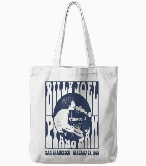 Billy Joel - Piano Man, 1975 Tote Bags in White
