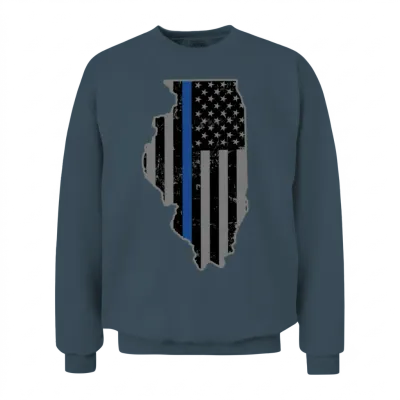 Illinois Police & Law Enforcement Thin Blue Line Unisex Sweatshirt - Dark Heather