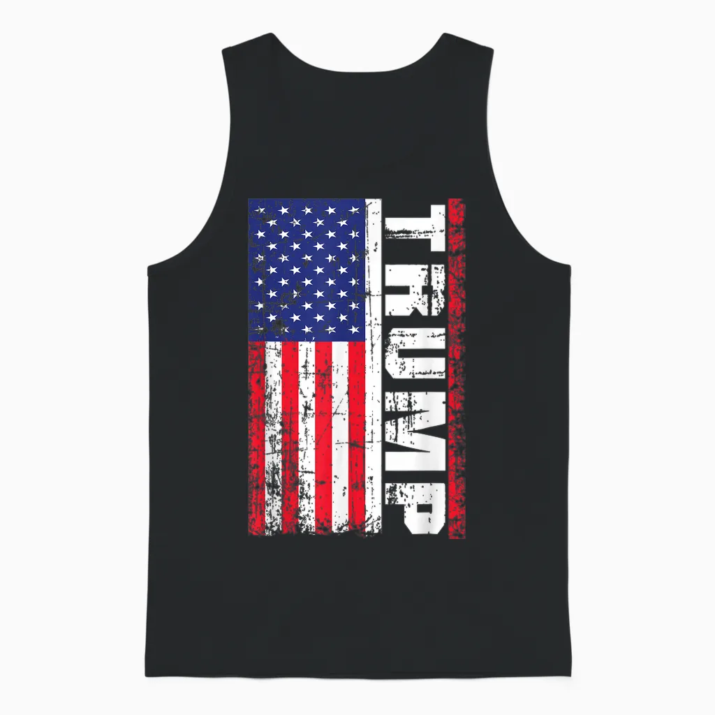 Président Donald Trump Drapeau Américain Vintage Pro Trump Unisex Tank Top in Black