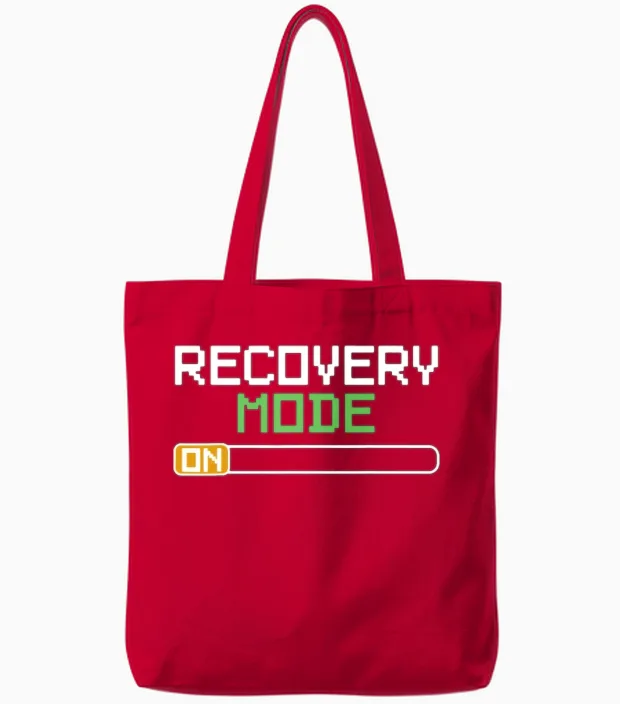 Recovery Mode on Get Well Gifts Funny Injury Tote Bags in Red