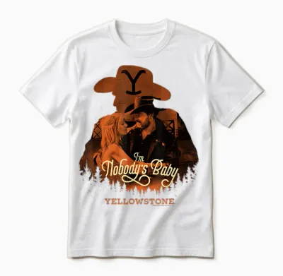 Yellowstone I'm Nobody's Baby Rip Wheeler Beth Dutton T-Shirt, Black, S Unisex T-Shirt - White