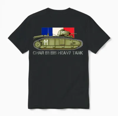 Flag Tank B1 to French Heavy Tank Ww2 Tanks T-Shirt, Black, S Unisex T-Shirt - Black