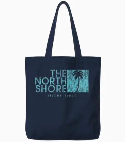 The North Shore Hawaii Palm Tree Style Tote Bags - Navy