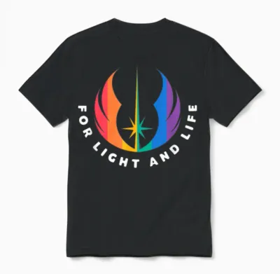 Star Wars Pride Rainbow Jedi Order Symbol for Light and Life Unisex T-Shirt - Black