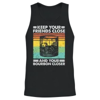 Keep Friends Close Bourbon Closer Funny Whiskey Unisex Tank Top - Black – 2