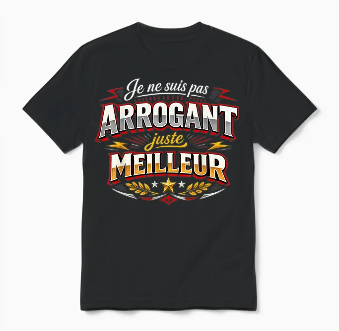 Cadeau Homme Original Humour Pas Arrogant Juste Meilleur Unisex T-Shirt in Black