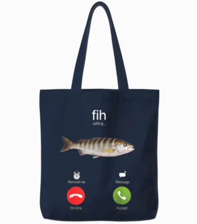 Fih Tshirt Shoes Fish Funny Misspelled Fish Meme Fih Humor Tote Bags - Navy