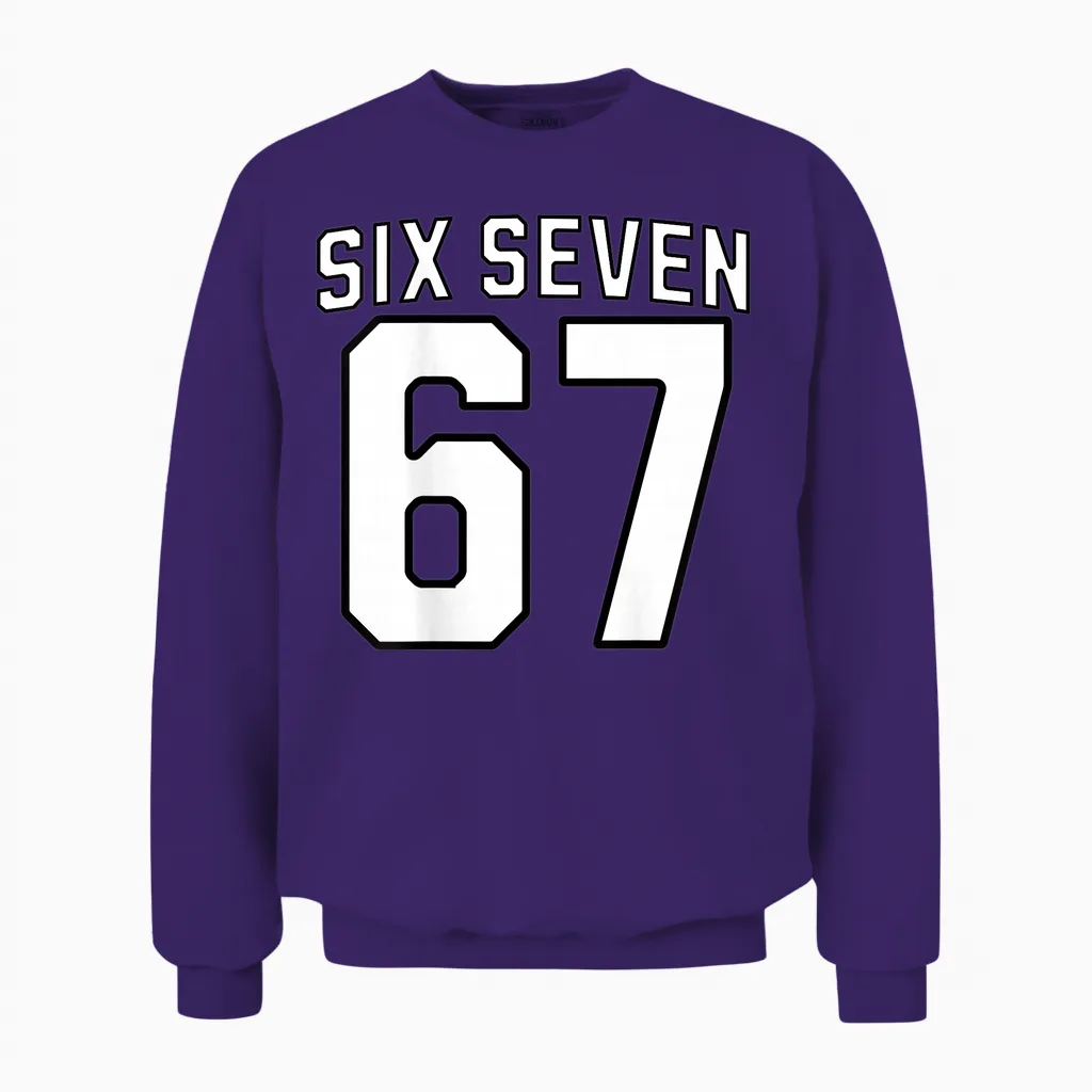 Six Seven Meme 67 Sports Jersey for Boys Girls Kids Teens Unisex Sweatshirt in Purple