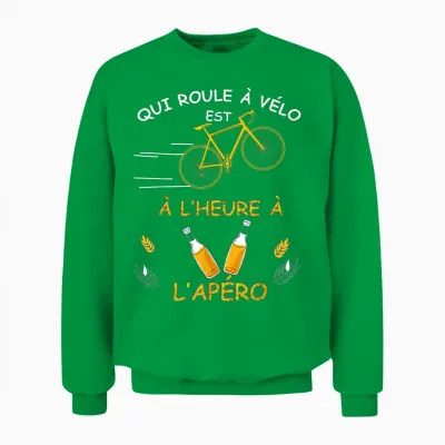 Bike Man or Woman Apero Cycling Cool Humour Dad Grandpa Unisex Sweatshirt - Irish Green