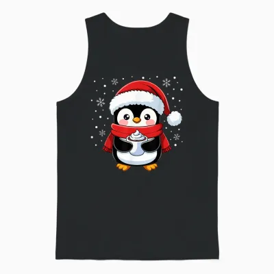 Penguin Christmas Santa Claus Cute Penguin Love Animal T-Shirt, Black, S Unisex Tank Top - Black