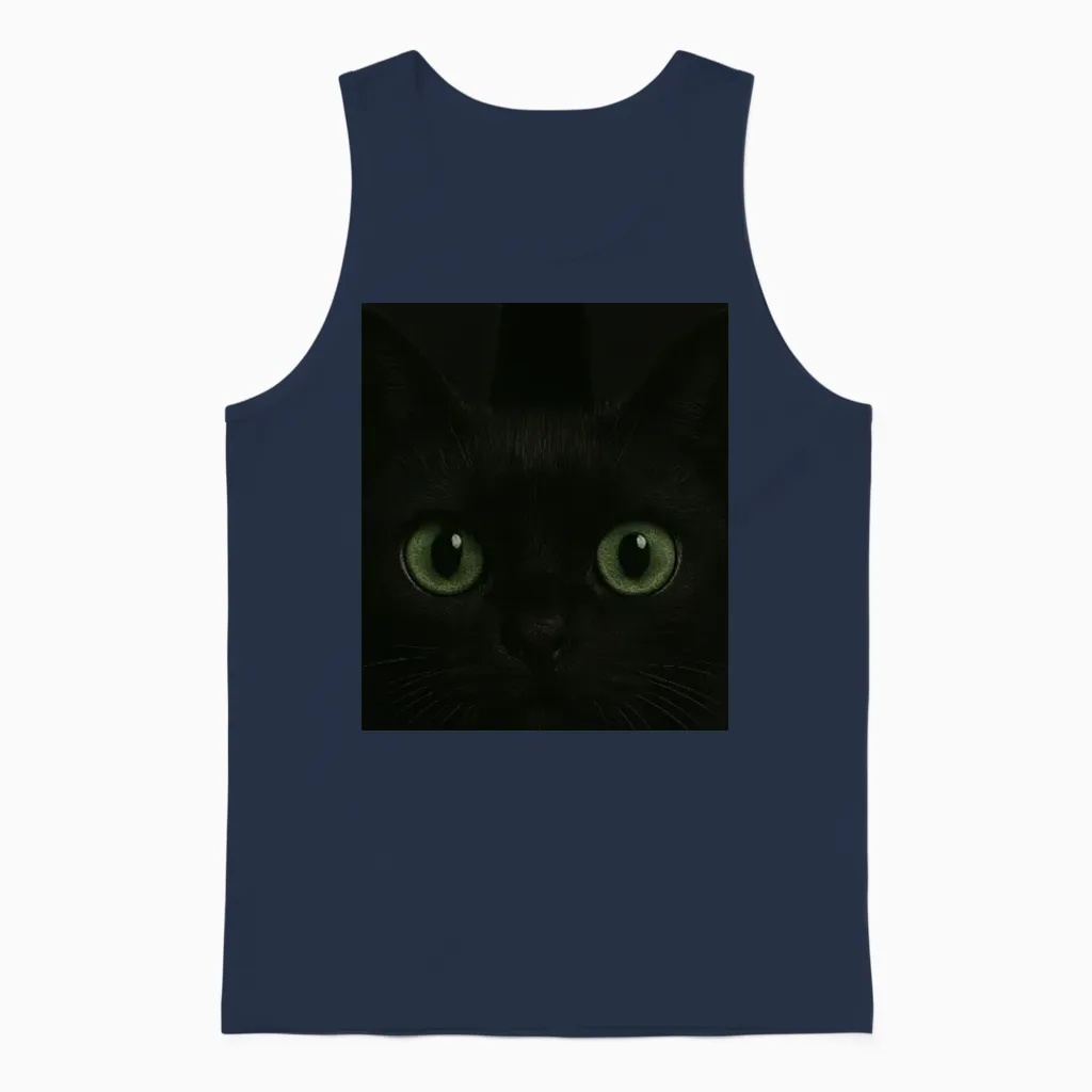 Black Cat Peeking Through Rip Unisex Tank Top in Navy