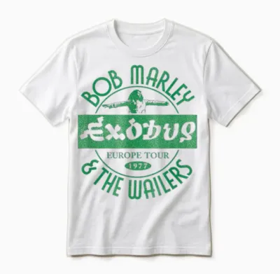 Bob Marley Exodus Europe Tour 1977 Weiß Unisex T-Shirt - White