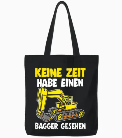 Keine Zeit Baustelle Mini Bauleiter Bauherr Jungen Bagger Tote Bags - Black