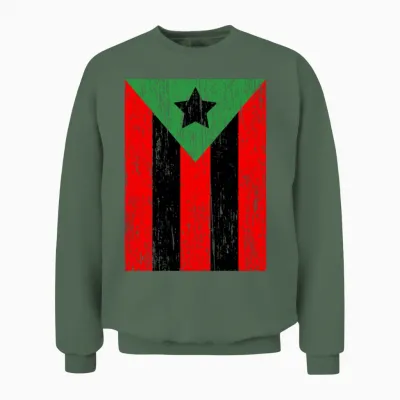 Afro Boricua Flag Puerto Rico Africa Roots Pride Unisex Sweatshirt - Military Green