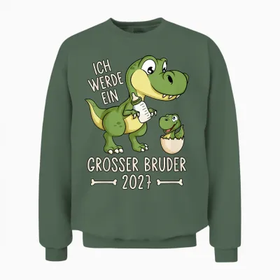 Kinder Geschwister Baby Dino Ich Werde Ein Großer Bruder 2027 Unisex Sweatshirt - Military Green