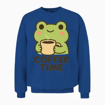 Cute Frog Coffee Mug Design Unisex Sweatshirt - Royal