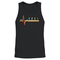 Hiking Retro Heartbeat — & Outdoors Gift Unisex Tank Top - Black – 2