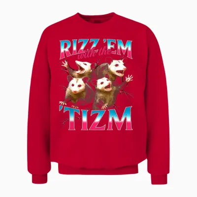 Lustiges Meme Mit Der Autistischen Opossum-Grafik Von Rizz Em with the Tism Unisex Sweatshirt - Red