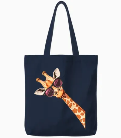 Funny Giraffe Sunglasses Tote Bags - Navy