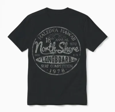 Long Board North Shore Surf Vintage Hawaii Beach Unisex T-Shirt - Black
