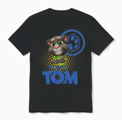 Talking Tom Paw Logo Unisex T-Shirt - Black