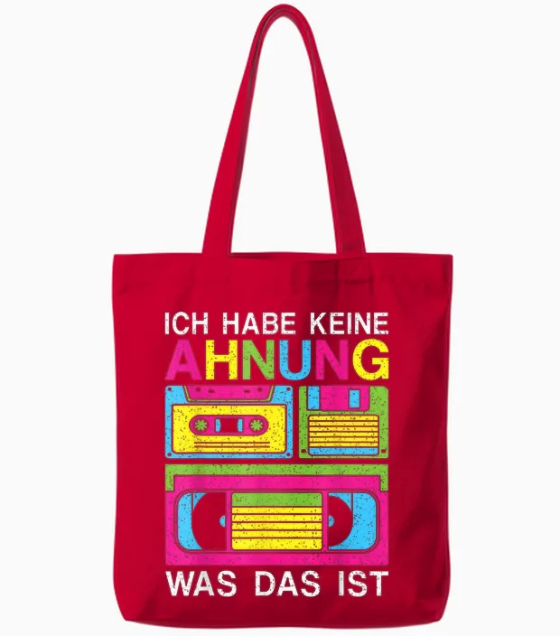 Ich Habe Keine Ahnung Was Das Ist 80s 90s Party Costume T-Shirt, Black Tote Bags in Red