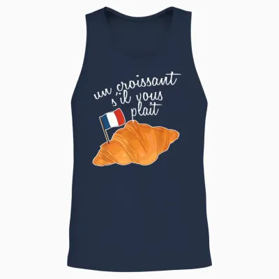 Un Croissant S'il Vous Plait France Amoureux Drapeau Français Unisex Tank Top - Navy