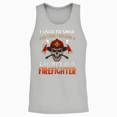 I Becamem a Grumpy Old Firefighter Unisex Tank Top - Ash