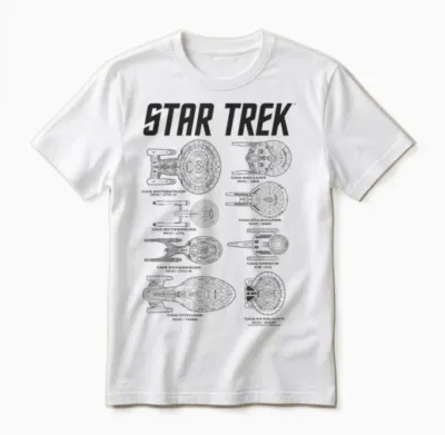 Star Trek Spaceships of Starfleet Enterprise Textbook Unisex T-Shirt - White