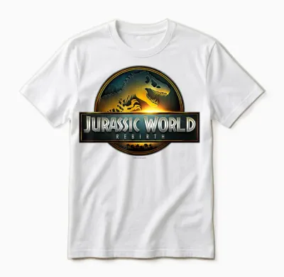 Jurassic World Rebirth Movie Logo T-Shirt, Black Unisex T-Shirt - White
