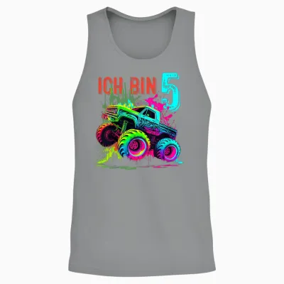 Kinder Ich Bin 5 Jahre Junge Mädchen 5. Geburtstag Monster Truck Unisex Tank Top - Sport Grey
