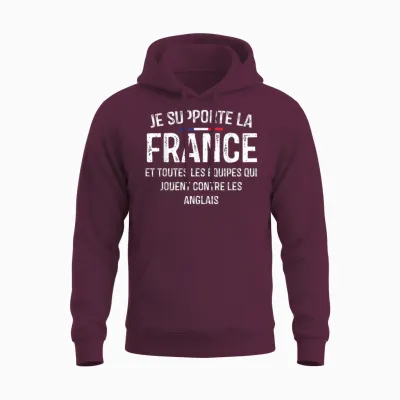 Je Supporte La France Et Toutes Les équipes Contre Anglais Unisex Hoodie - Maroon