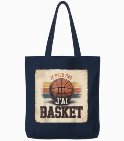 Jersey, Je Peux Pas J'ai Basketball, Men, Women, Children, Tote Bags - Navy