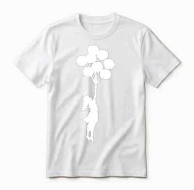 Banksy Girl with Balloons. Unisex T-Shirt - White