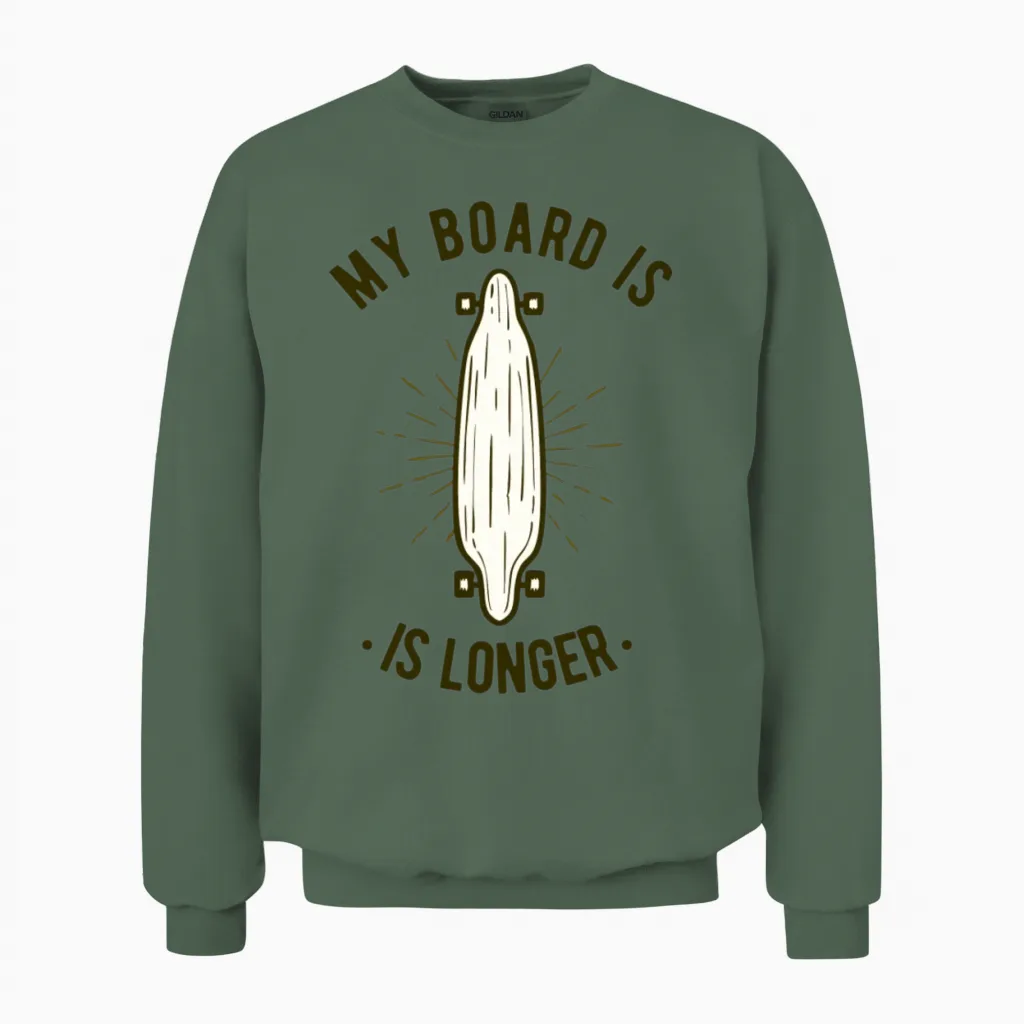 Longboard Retro Skater Skateboard Unisex Sweatshirt in Military Green