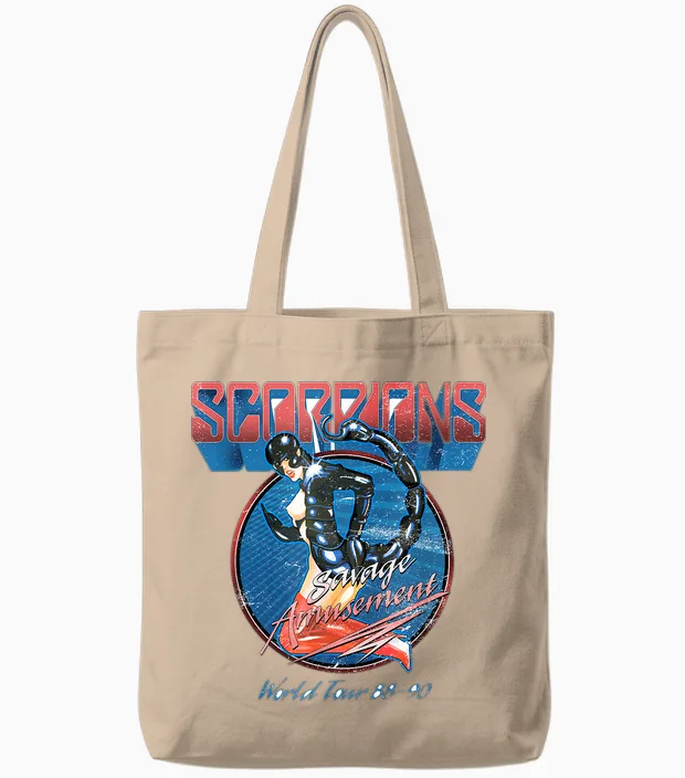 Offizielle Scorpions Savage Amusement World Tour Tote Bags in Natural