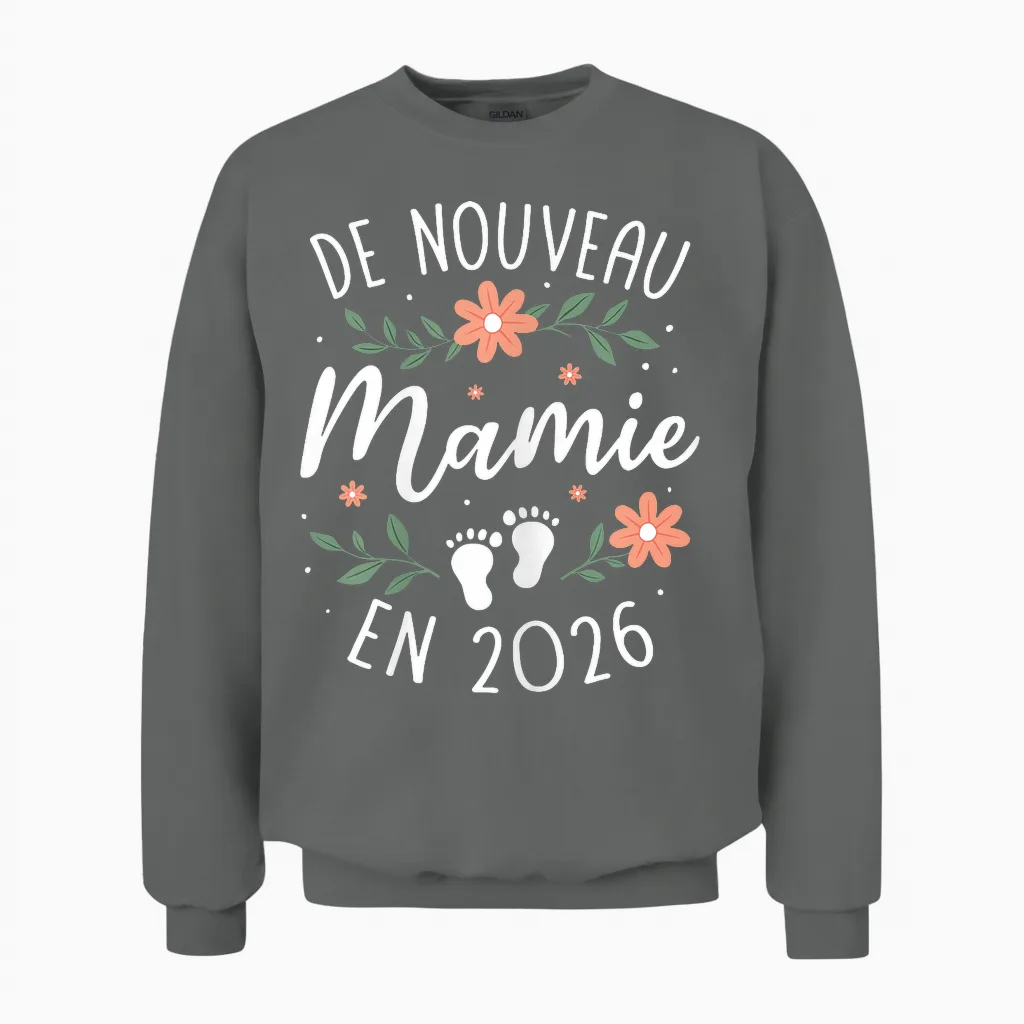 New Granny 2026 - Announcement 2nd Pregnancy Grand Parents Unisex Sweatshirt in Graphite Heather